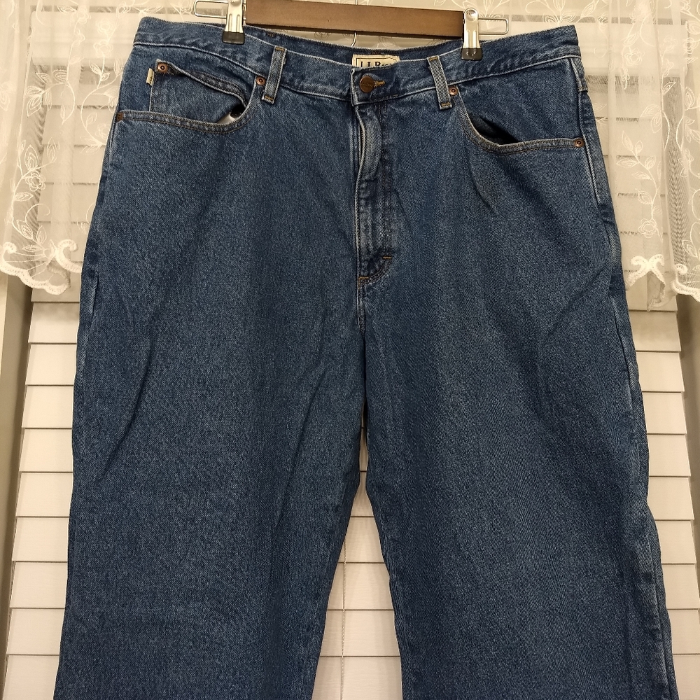 Men's LL Bean flannel lined blue jeans 38x37 1/2